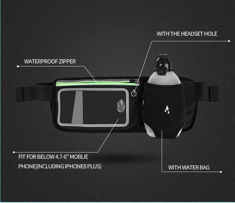 High Quality Travel Hiking Fanny Pack Running Waist Bag With Bottle