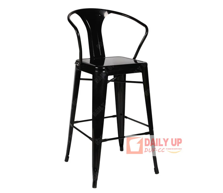 Iron Coffee Shop Chairs 75cm Metal Bar Stools China with Backrest High Chairs For Bars Using