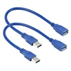 OEM High Speed 5Gbps Data Transfer Blue/Black Pvc 1M 2M Male To Female USB3.0 Cable