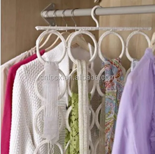Spacesaving Hanger / 28 Ring Scarf Holder Belt Tie Hanger Closet