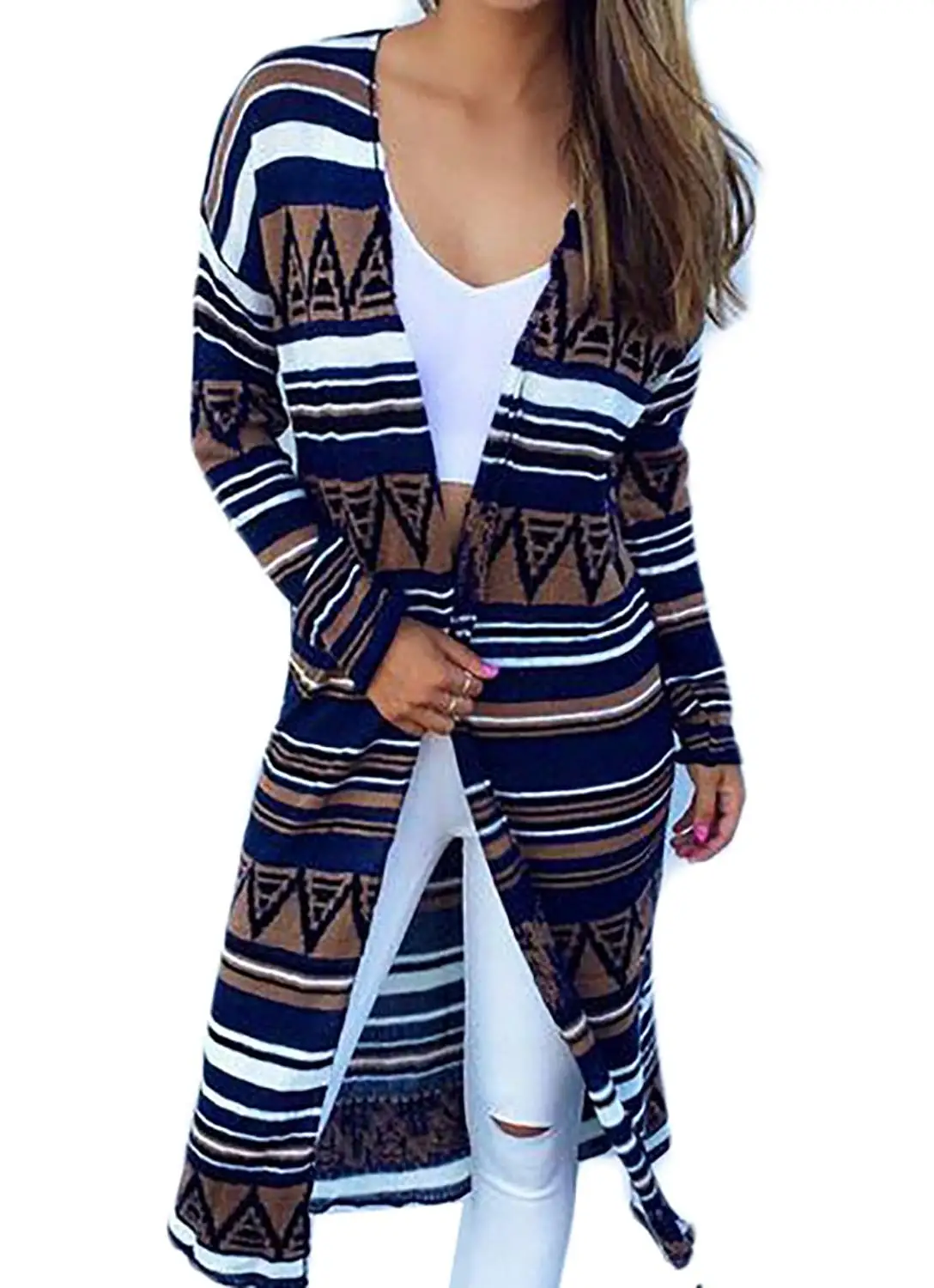 omniscient Mens Shawl Collar Longline Cardigan Draped Open Front Sweater