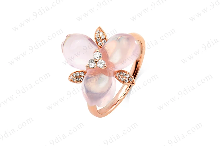Best Selling AAA Quality Butterfly Tourmaline Pear Cut Diamond 14K Yellow Gold Gemstone Ring for Wedding & Anniversary