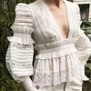 /product-detail/australia-popular-design-ladies-deep-v-blouse-puffy-sleeve-smocking-lace-tops-flouncing-waist-women-s-blouse-tops-vestidos-60836654140.html