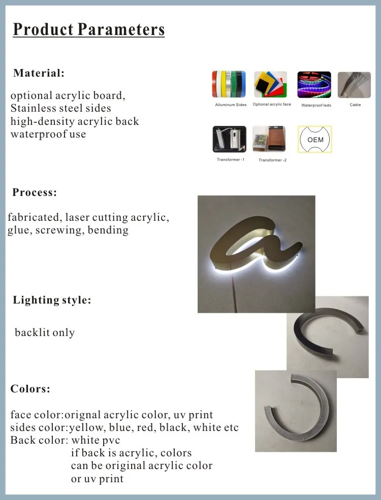 backlit letter details