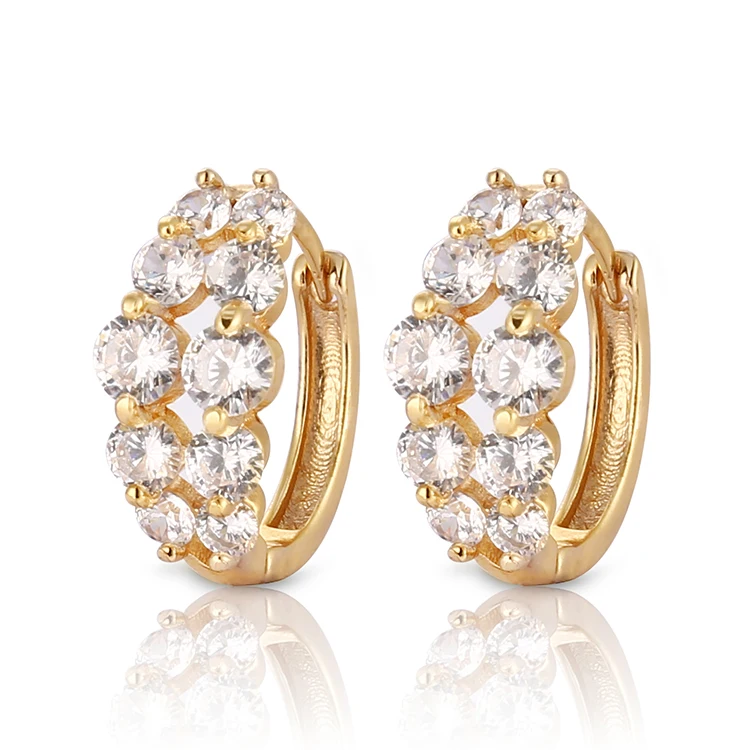 

Wholesale Newest design Fashion round 18K gold plated CZ earrings designs for girls