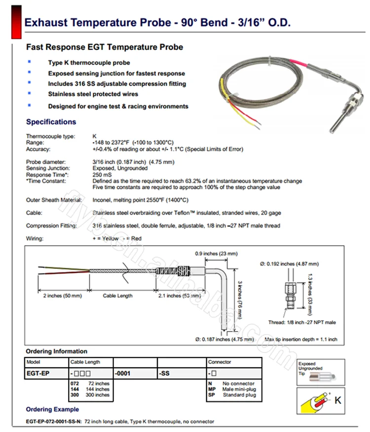Custom k type thermocouple probe owner for temperature measurement and control-16