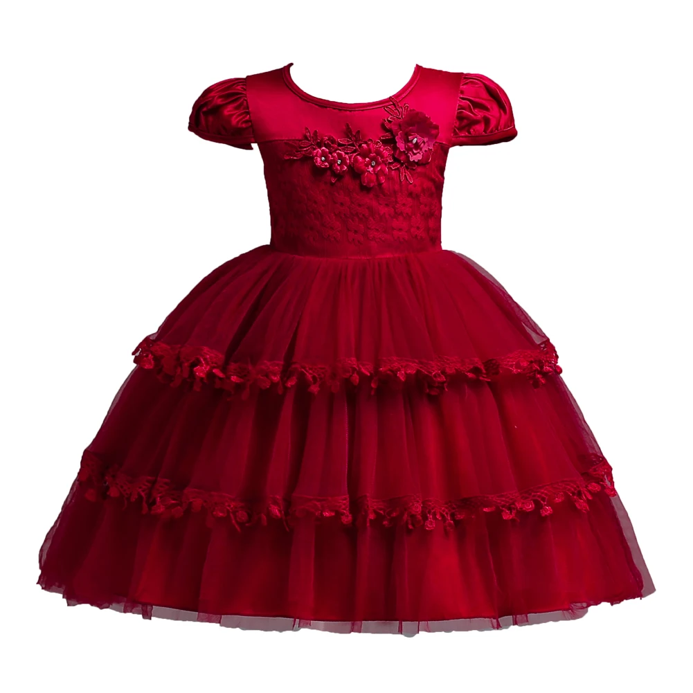 New Kid Frocks For 3 - Year - Old Red Girl Birthday Party Dress Lovely ...