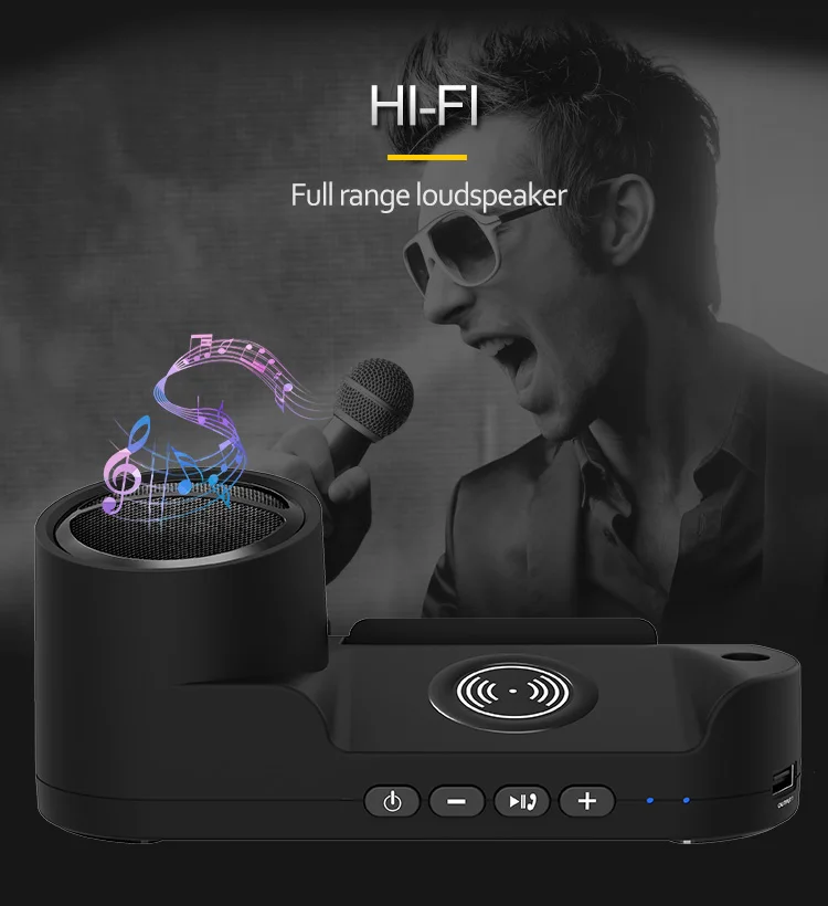 LAIMODA 2019 New design Three in one 3in1 Portable Holder qi Wireless phone charger Bluetooth Speaker with 1200mAh Power Bank - ANKUX.COM