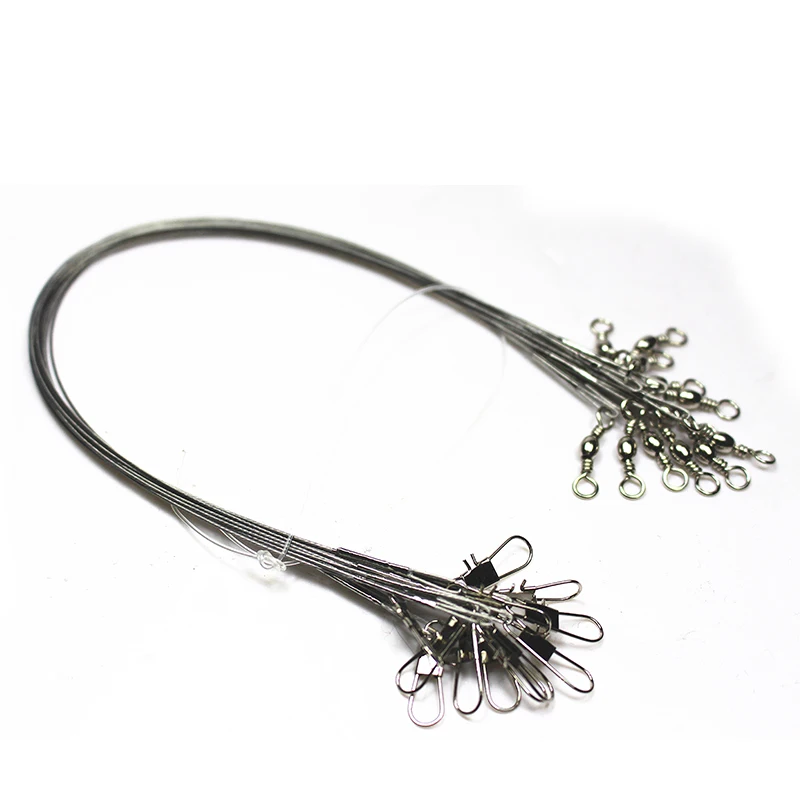 12pcs Stainless Steel Fishing Wire Leader Trace With Rigs Swivels Lures