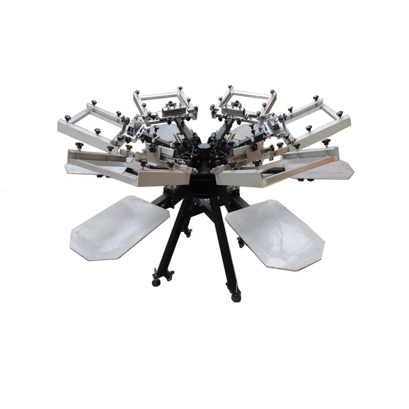 Manual Rotary Silk Screen Garment Screen Printing Machine 6 Color Screen Printing Press For Sale