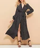 Hot Selling Custom Women's Weekend Casual Elegant Urban Polka Dot Tie Waist Wrap Maxi A-Line Dress