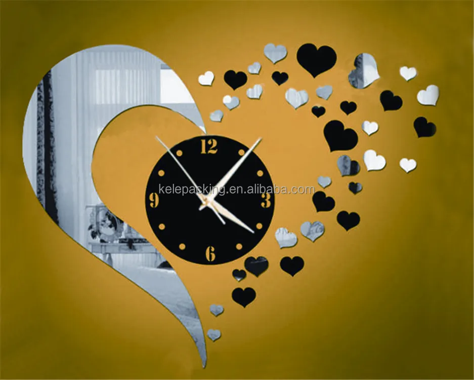 Custom Decorative Mirror Diy Wall Mounted Clocks Acrylic Wall Clock