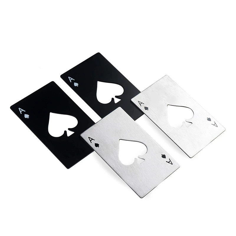 Silver Bar World Cup Party Supplies Ace Select Bottle Opener Ring and Ace Poker Shaped Cap Opener Lightweight Stainless Steel Credit Card Size Beer Soda Bottle Opener