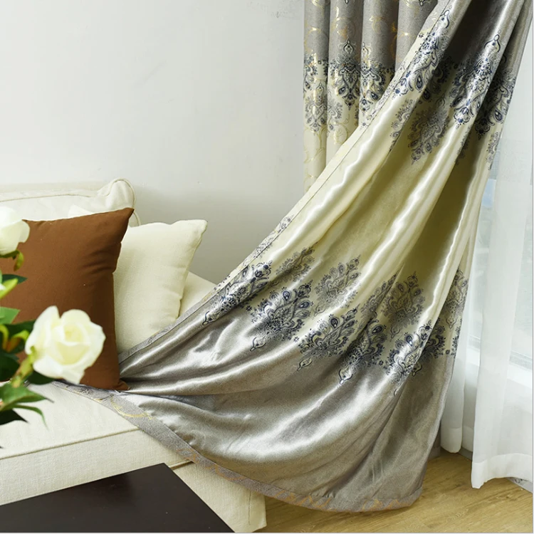 DR1804C-008 Luxury high-end printed 100% polyester window curtain
