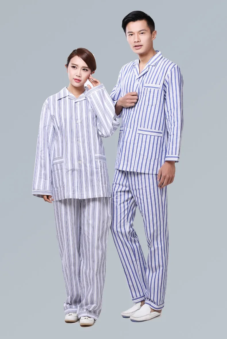 Hospital Gown Cotton Costume Patient Long Sleeve Suit Collar Tops Pants ...