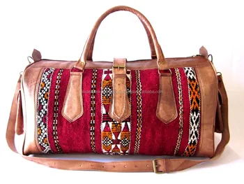 leather kilim travel bag