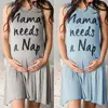 O-neck Letter Printed Mom Casual Sleeveless Clothing Dress Nursing Pregnant Maternity Wear Dresses