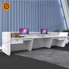 3D curved effect solid surface reception desk counter white reception desk