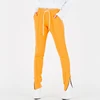 Custom ladies drawstring waist cotton slim fit orange joggers pants women with ankle zippers for ladies