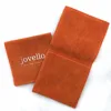 oem 4*4 inches Orange flap velvet jewelry pouch necklace packing pouch