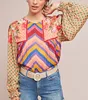 Textural Elements Playful Patterns Bohemian Patchwork Peasant Blouse