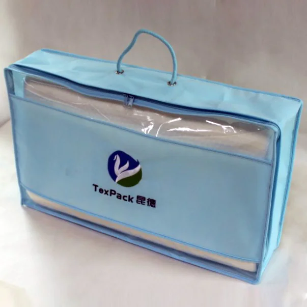 Custom Vinyl Pvc Plastic Clear Pillow Zipper Packaging Bag With Handle