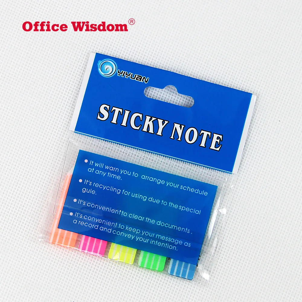 Fluorescent Index Plastic Sticky Note,Colorful Pet Page Marker,Adhesive