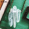 Artilady handmade gift natural crystal long chain antic gold initial necklace for women jewelry summer style