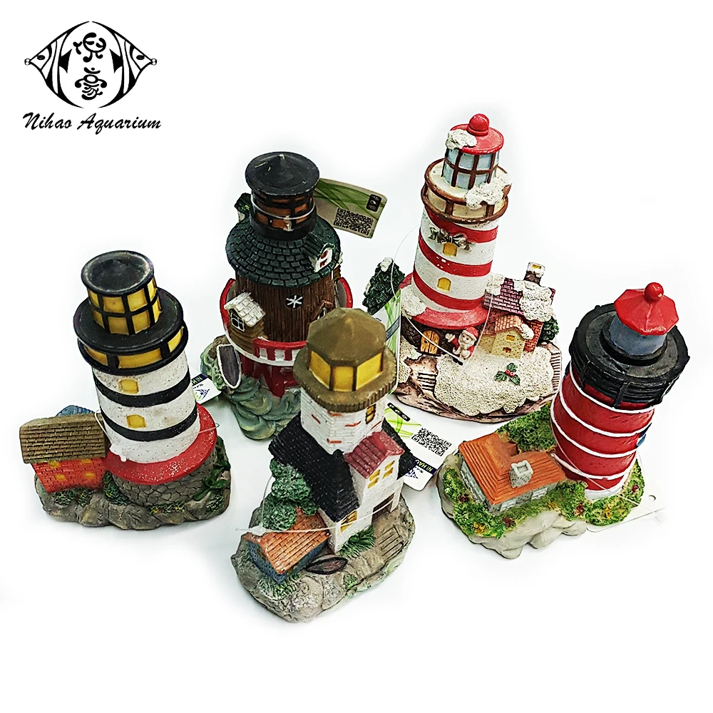 Home Small Fish Tank Resin Decorative Aquarium Ornaments Lighthouse For
