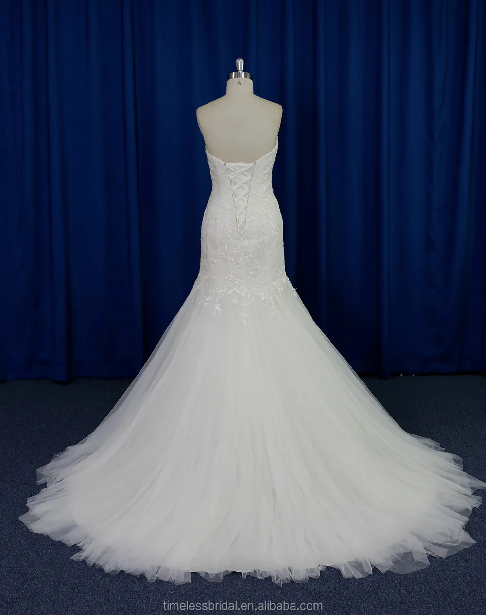 Modern Spanish Sequinned Lace Mermaid Gown Wedding Dress For