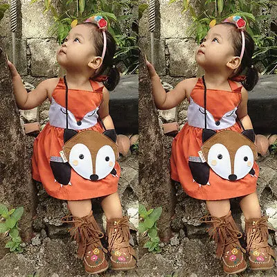 2016 fashion cartoon sweet fox printed girls font b dress b font font b fancy b