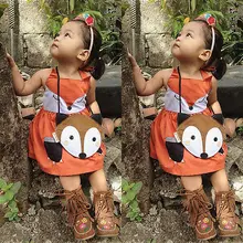 2016 fashion cartoon sweet fox printed girls font b dress b font font b fancy b
