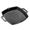 Square Cast Iron Grill Pan Pre-seasoned Grill Pan with Easy Grease Drain Spout