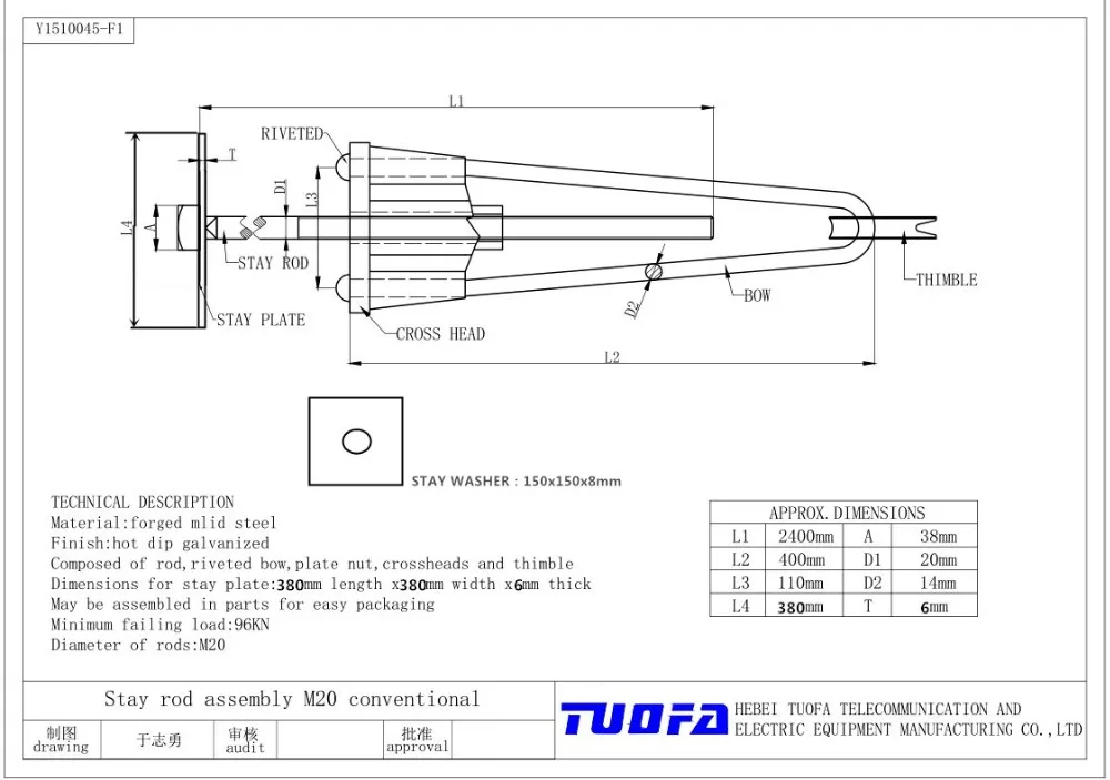 strength stay block/stay rod assembly/Stay set complete with wire