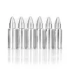 2018 Latest Stainless Steel Silver Color Bullet Shape Chilling Reusable Ice Cubes for whiskey, vodka, liquors, wines and more.