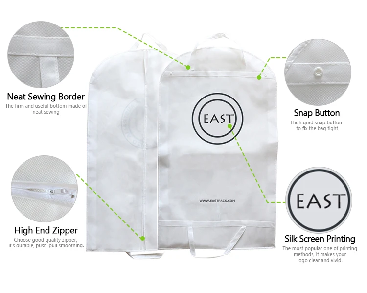Non-woven Material and Customized Color Dustproof Wedding Dress Suit bag Cover Garment Bag