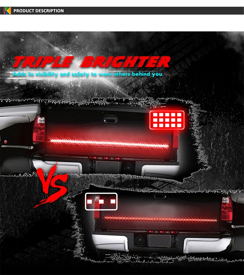 Sequential 48" Turn Signal Tailgate Light Pickup Rear Brake Light