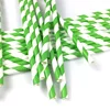 Free Samples Fda Fsc Sgs 100 Biodegradable Paper Straw Rainbow Green Stripe Summer Party Paper Straws