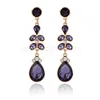 Factory wholesale fashion women water droplets leaves gem earrings