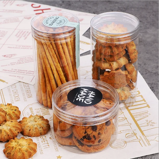Round Pet Plastic Food Storage Clear Cookie Jar With Lid/candy