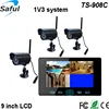 mini Saful TS-908C 1V3 9" touch key wireless web security camera and monitor DVR