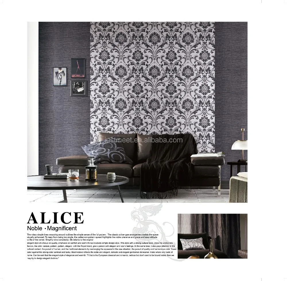 Pvc wandbekleding waterdicht/geluiddichte damast behang vinyl ...