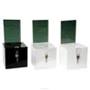 10.0"x 22.0"x 9.0"Acrylic Ballot Box w/Lock,8.5 x 11 Header,Sign Holder Side Pocket-Black