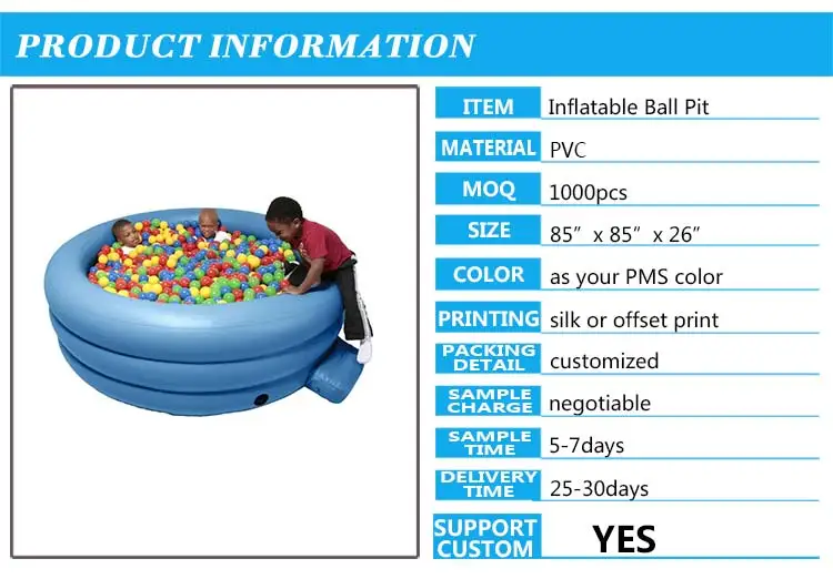 Heavy Duty Thick Pvc Inflatable Ball Pit 3" Thick Airfilled Floor Durable Blow Up Family Ball