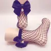 Nylon ruffle fish net women boot socks bow knot socks