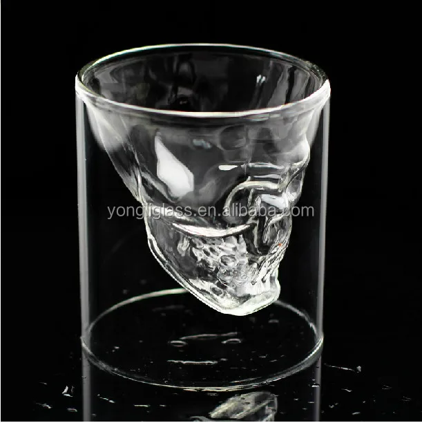 Unique design skull double wall glass,drinking glass