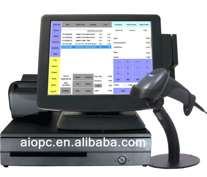 electronic cash register with scanner