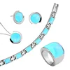 2018 New Design women colorful cat eye Stainless Steel fashion costume jewelry set