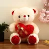 Teddy Bear In Lace Dress Cream PV Plush teddy bear Hug Red I Love U Heart pretty cute valentine plush bear for valentine day