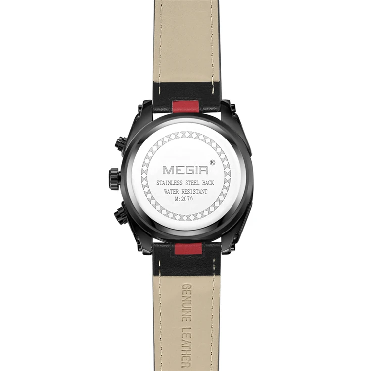 Megir 2076 Chronographe Hommes Bracelet En Cuir De Quartz Sport Créatif Montres Garçons Armée Militaire Montre-Bracelet